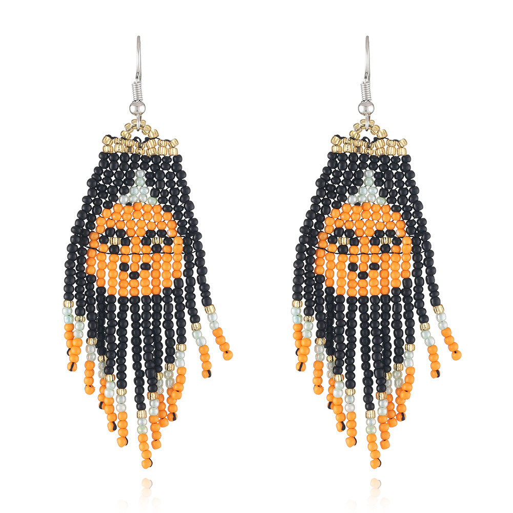 Wholesale Halloween Series Rice Bead Ghost Earrings
