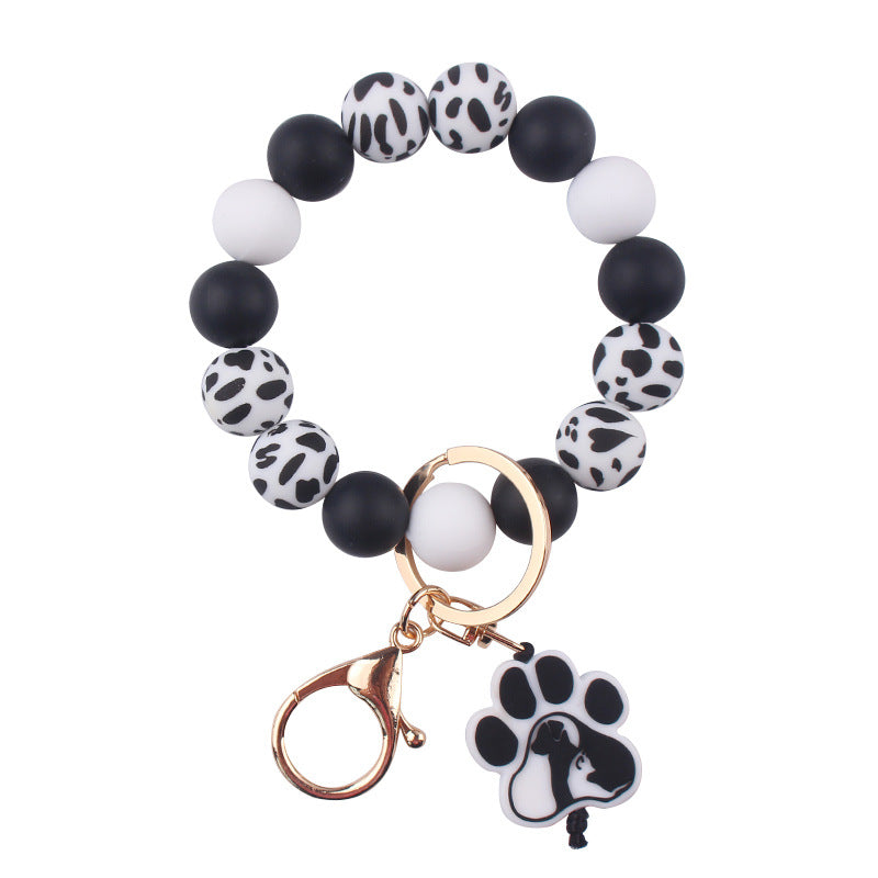 Wholesale Korean Style Cartoon Dog Paw Silicone Bead Keychain DIY Bracelet Key Ring Fashion Accessory