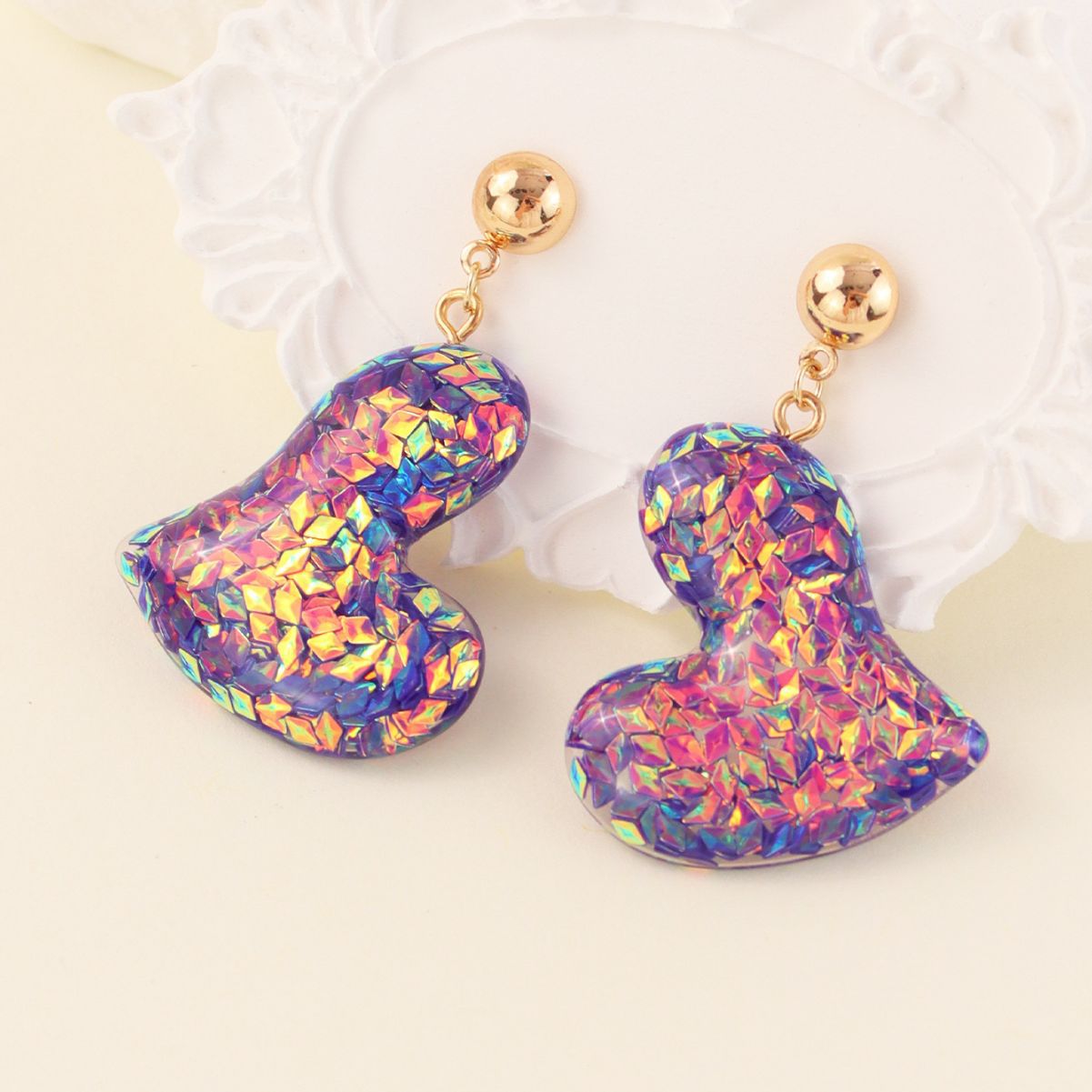Wholesale Valentine's Day Resin Colorful Heart Earrings