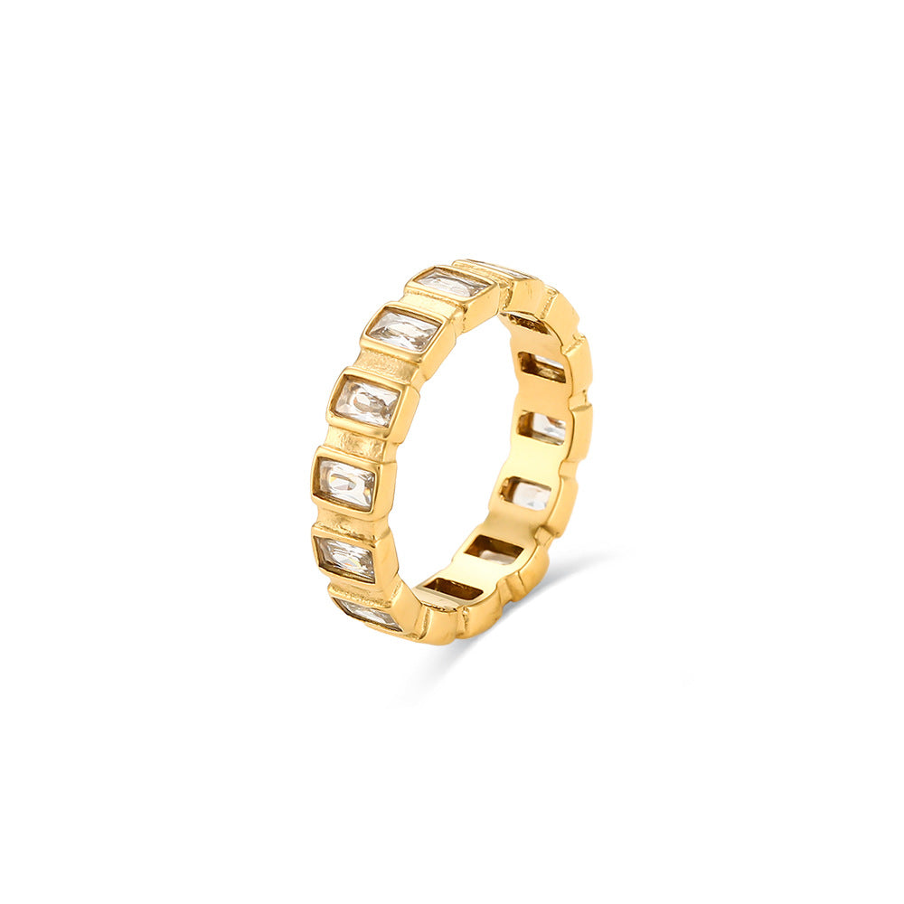 Wholesale Square Zirconia Inlaid Stainless Steel Ring