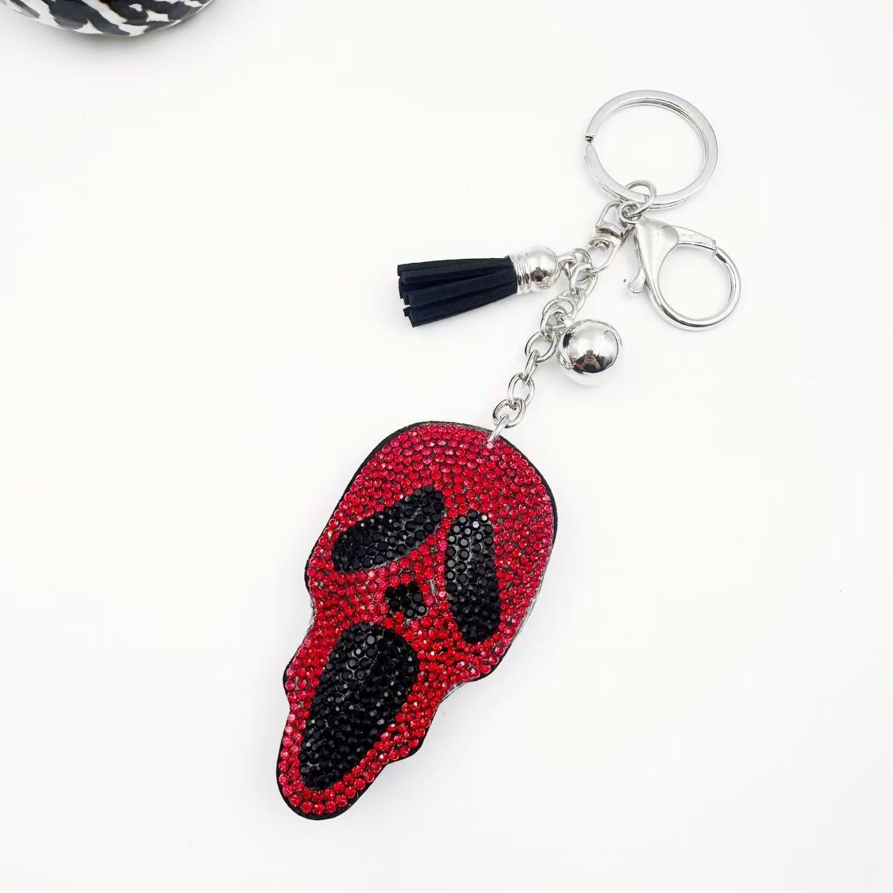 Wholesale 12pcs Hip-Hop Ghost Head Keychain Crystal Gemstone Diamond