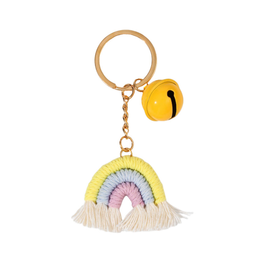 Wholesale Cotton Woven Rainbow Tassel Keychain