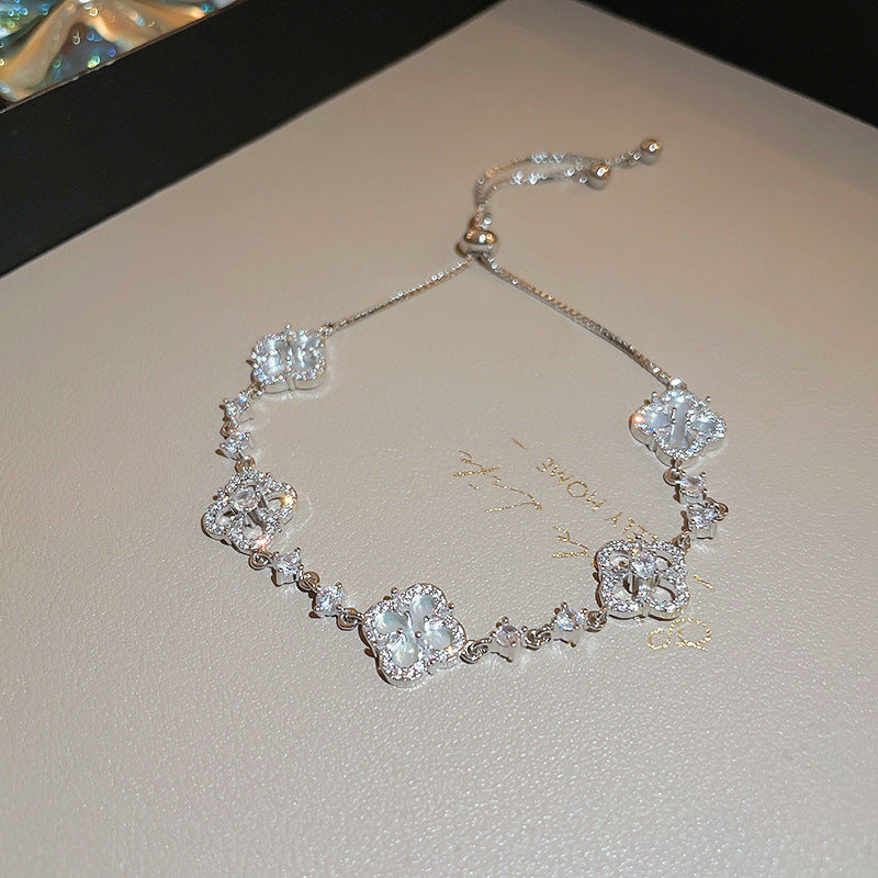 Wholesale Four Petal Flower Zircon Flower Bracelet