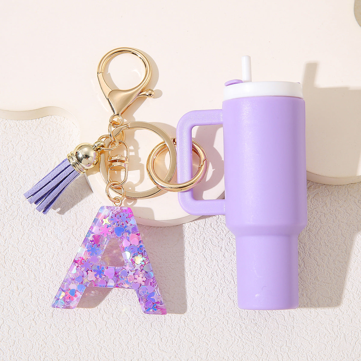 Wholesale Cute New Mini 26 Initials Ice Cup Tumbler Cup Keychain  Can Wrap Women Backpack Pendant