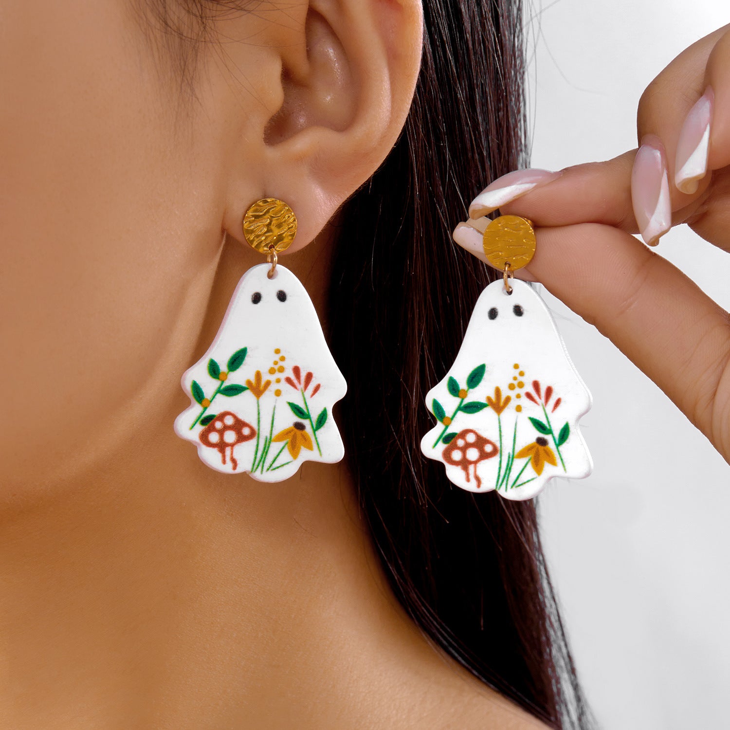 Wholesale  Acrylic Flower Ghost Skull Tree Earrings
