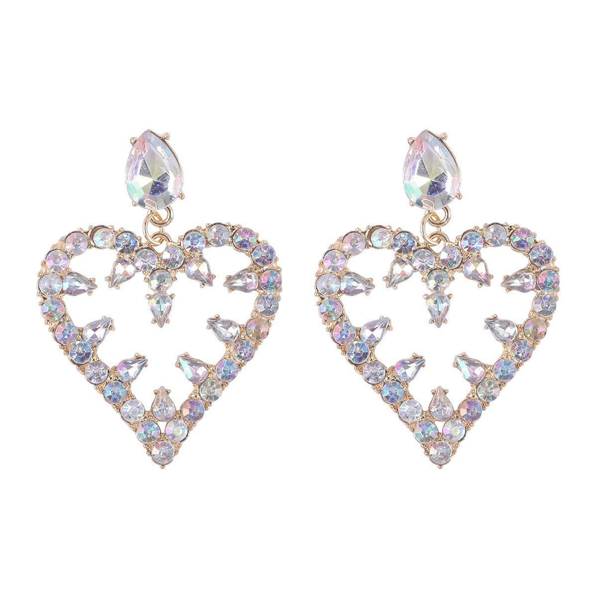 Wholesale Geometric Water Drop Love Petals Leaves Diamond Earrings