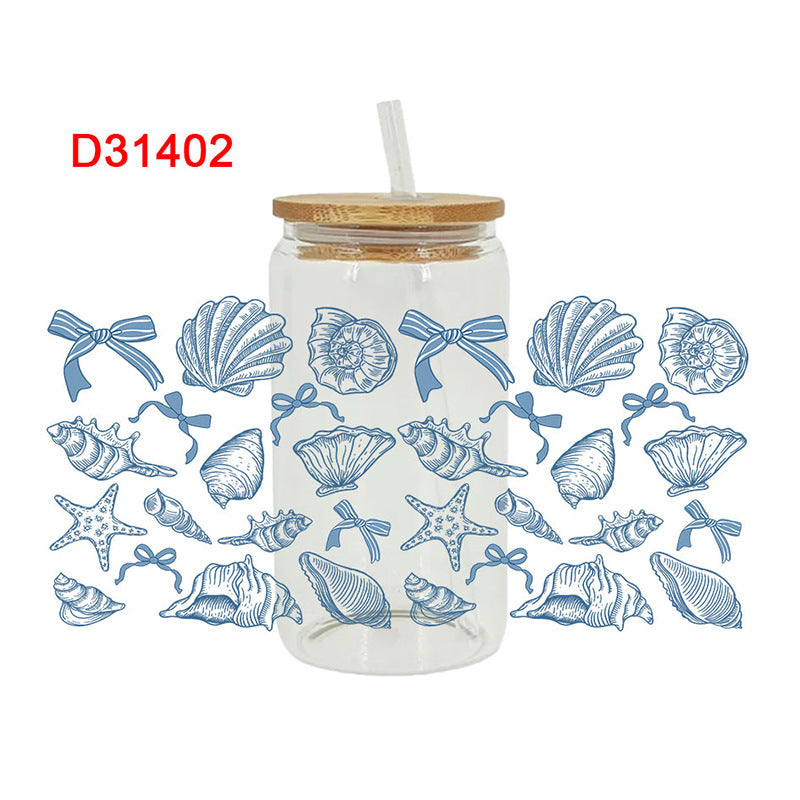 Wholesale  Blue marine animals 16oz Cup UV DTF Wraps