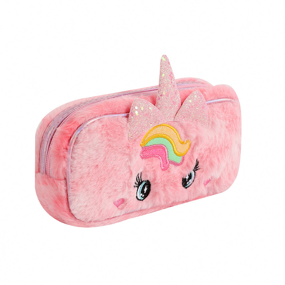 Wholesale Cartoon Unicorn Pencil Case Children' s Plush Pencil Case