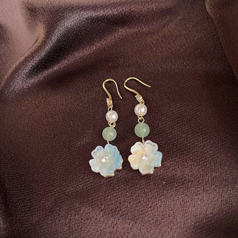 Wholesale New Chinese Style Lotus Fan Butterfly Pearl Tassel Temperament Fashion Niche High-end Earrings