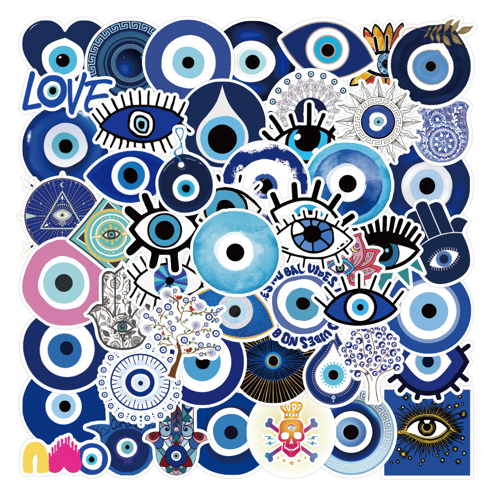 Wholesale 50 Horror Weird Evil Blue Eyes Waterproof Vinyl Stickers