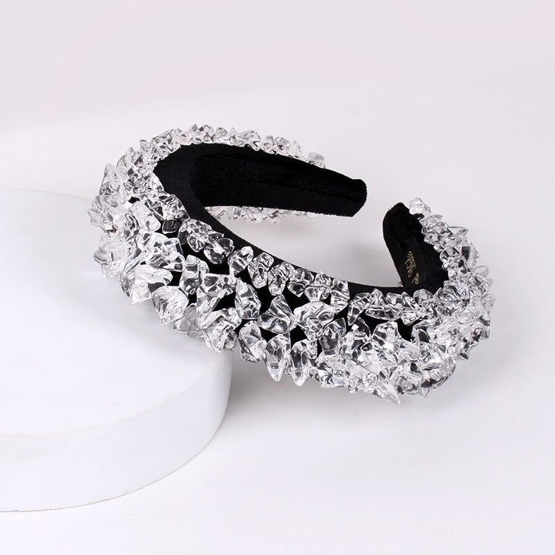 Wholesale Ice Baroque Rivet Sponge Headband