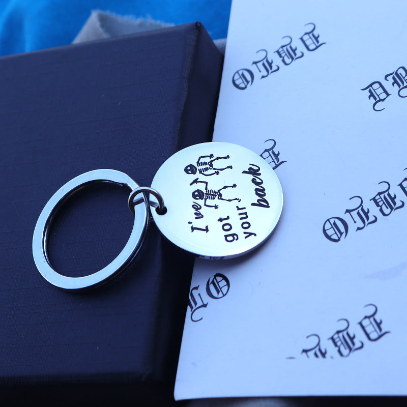 Wholesale Round Brand Stainless Steel Keychains