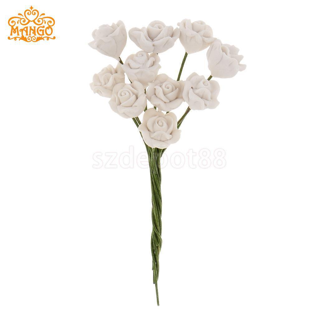 Wholesale 1:12 doll house accessories mini clay flower single flower flower arrangement  tulip rose leaves pure hand made