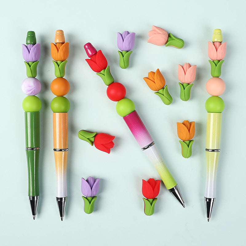 Wholesale 20pcs   Tulip Silicone Beads Flower Loose Beads 3D Focal Beads