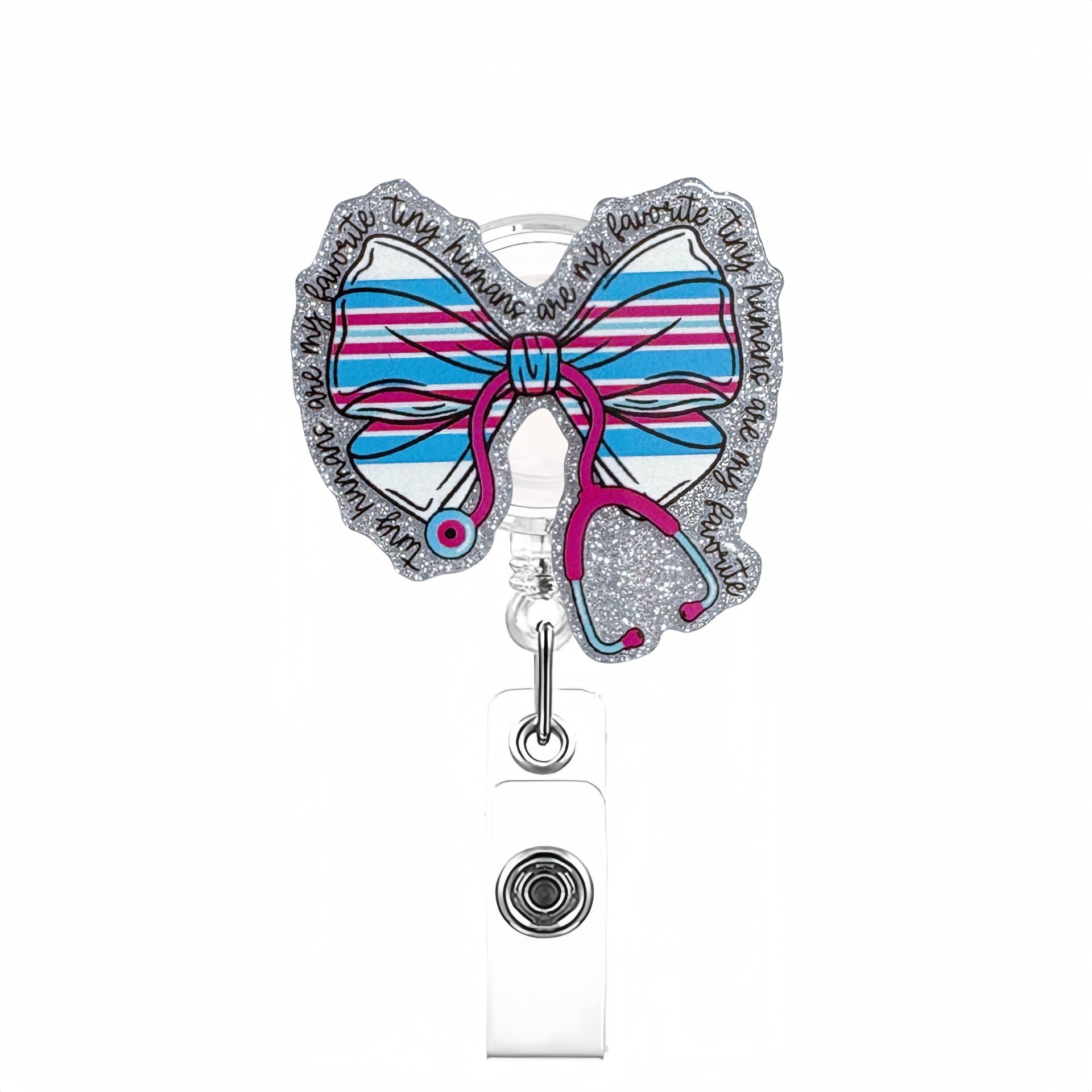 Wholesale acrylic stethoscope bow nurse themed telescopic rotating clip