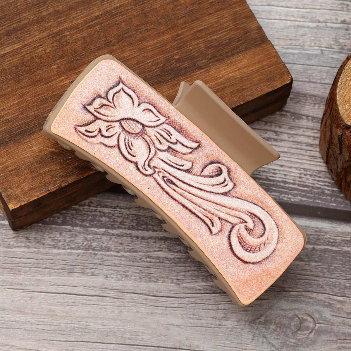 Wholesale Western Style Turquoise Cactus Leather Hairpin Shark Clip