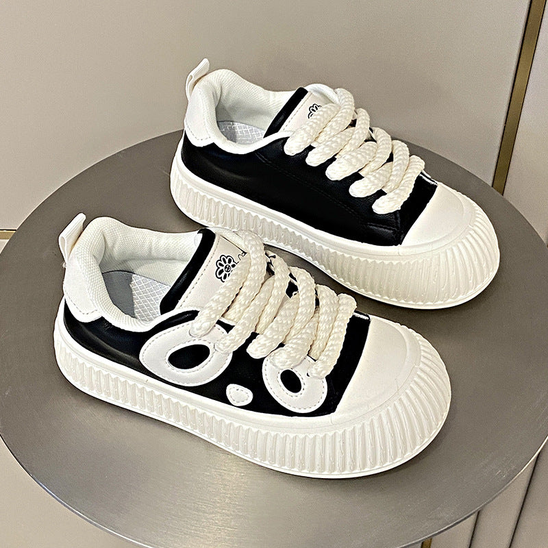 Wholesale 2023 Autumn New PU Thick Sole Panda Women's Shoes