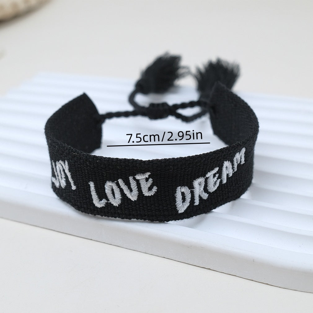 Wholesale Cord Embroiderable Logo Letter Bracelet
