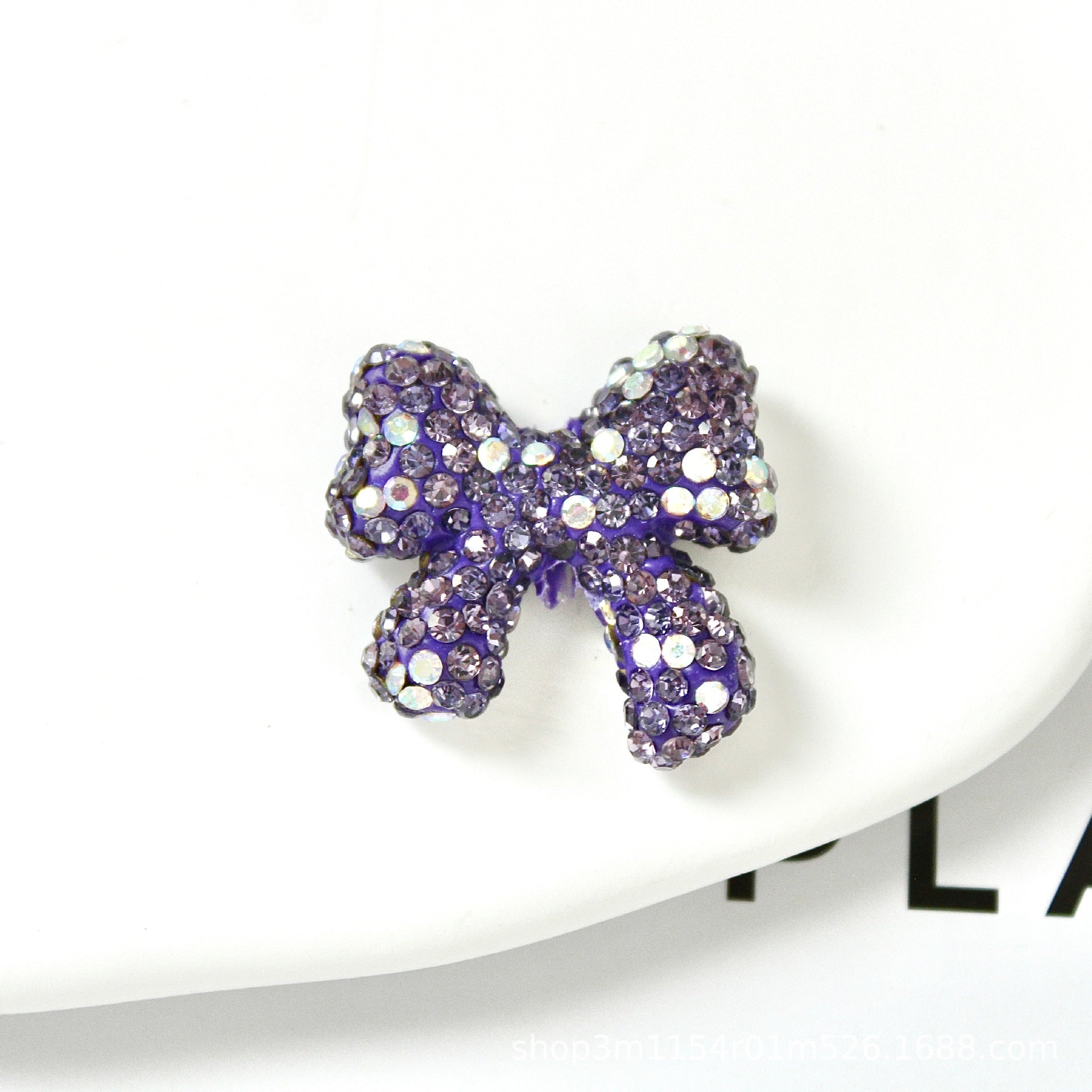 Wholesale 10pcs Colorful diamond clay butterfly bow ribbon with vertical hole beads