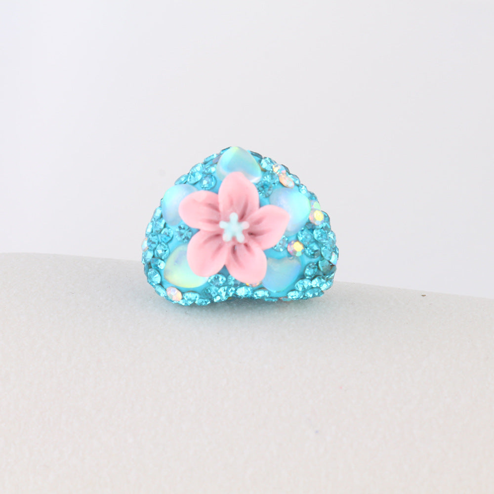 Wholesale 6pcs Flower Heart Soft Ceramic Diamond Ball Crystal Beads