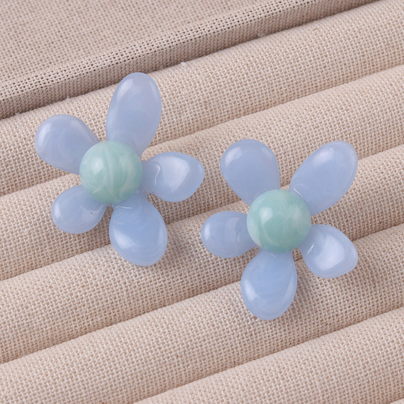 Wholesale Summer fresh earrings five-petal flower jelly color earrings