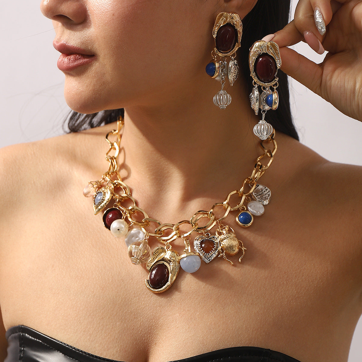 Wholesale E13226  ZA Creative Acrylic Alloy Resin Pendant Necklace
