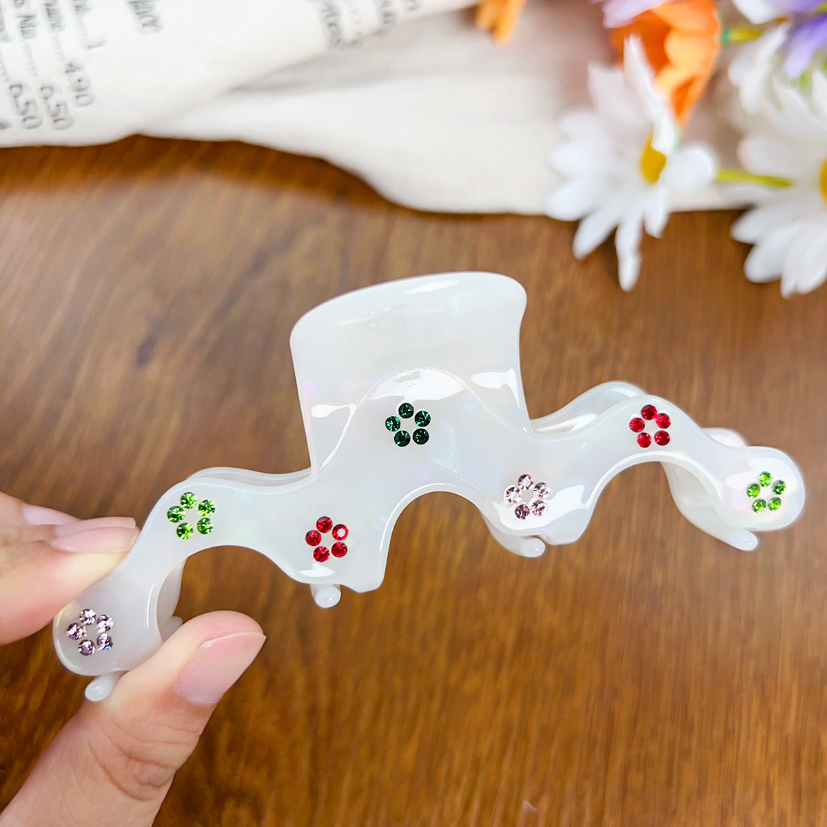 Wholesale Mermaid Ji Fancy Color Diamond Creative Simple Acetate Grip Clip