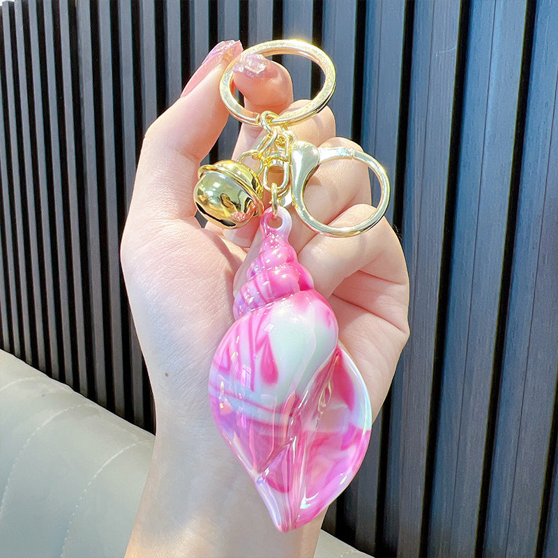 Wholesale Color Plated Large Conch Electroplated Colorful Acrylic Key Chain