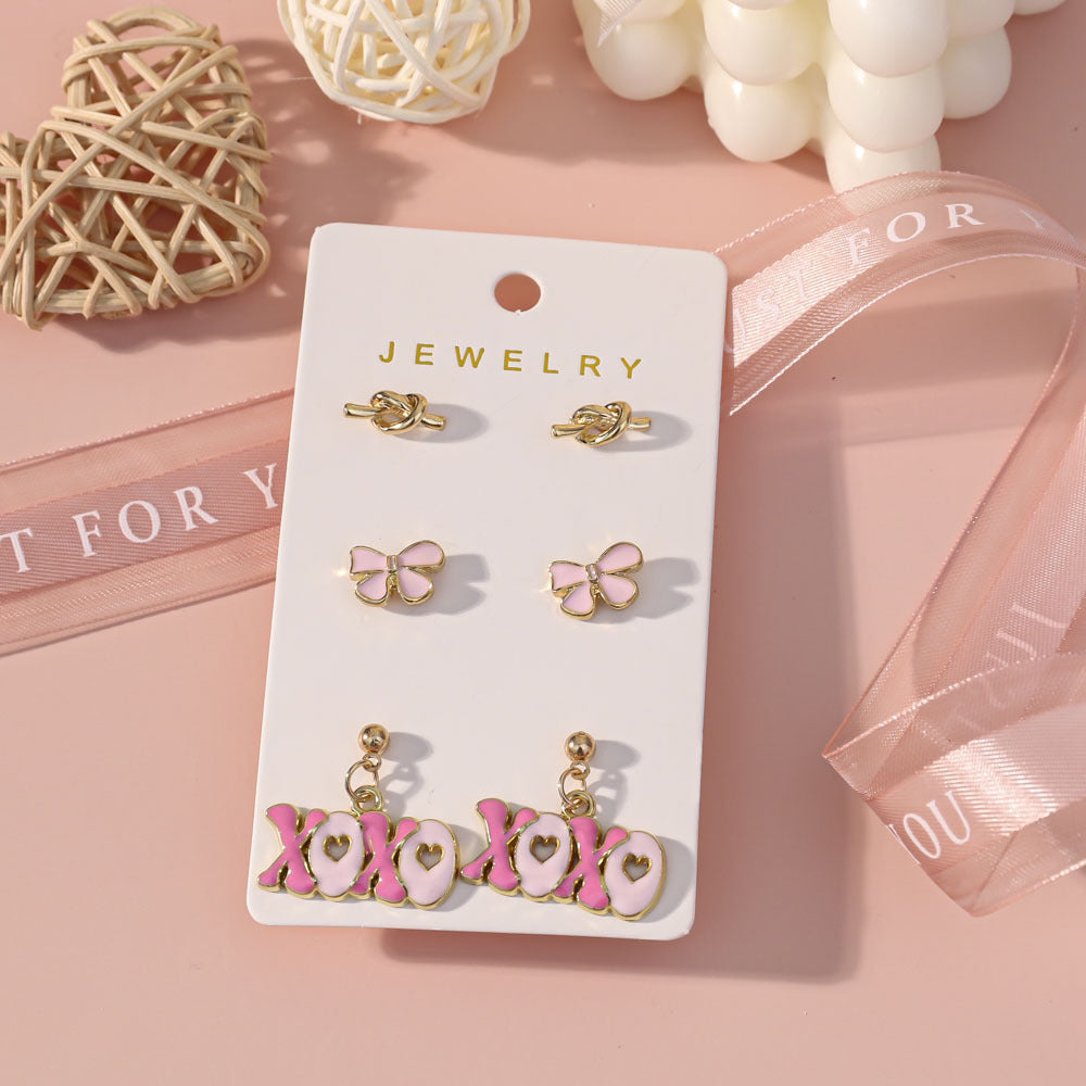 Wholesale Valentine' s Day Rose Red Lips Earring Set