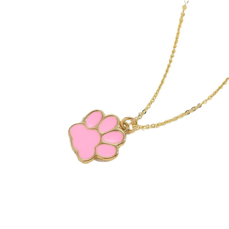 Wholesale Cat Claw Feet Multi Color Pendant Copper Necklace