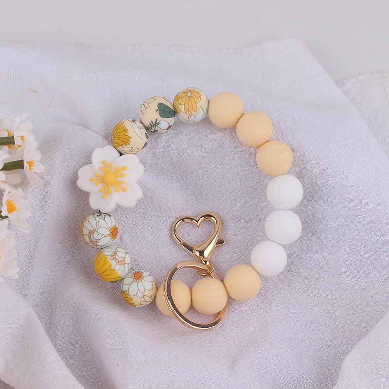 Wholesale Silicone Begonia Daisy Keychain Flower Bracelet