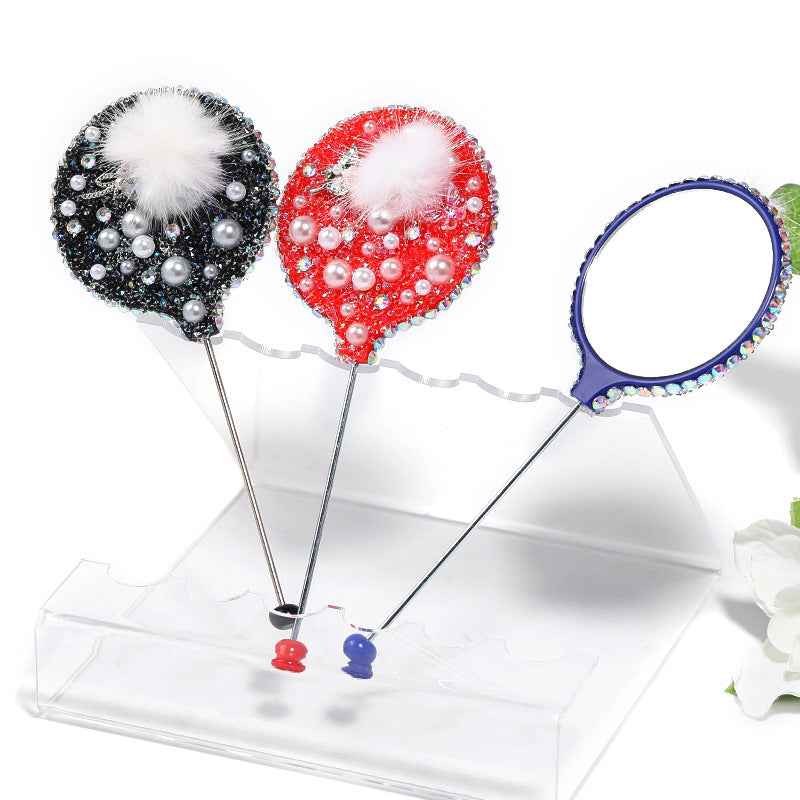 Wholesale Starry Sky Soft Sugar Beaded Handheld Makeup Mirror