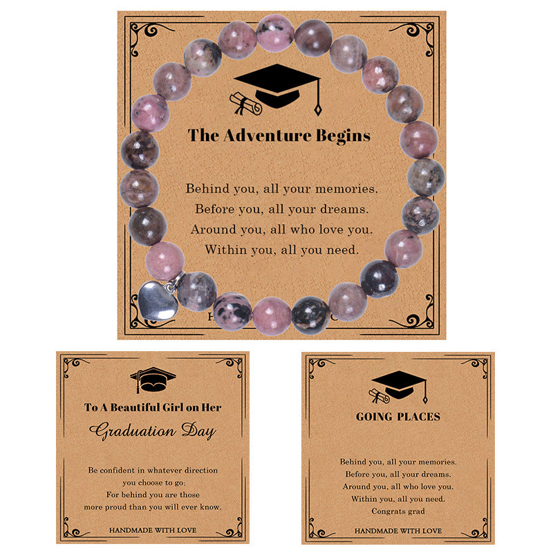 Wholesale Natural Agate Crystal Stone Beaded Heart Pendant Bracelet