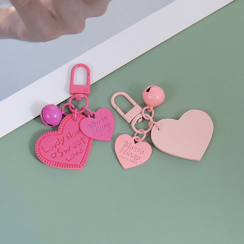 Wholesale Heart-shaped PU leather engraved love leather keychain