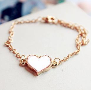 Wholesale White Four Leaf Clover Heart Love Bracelet