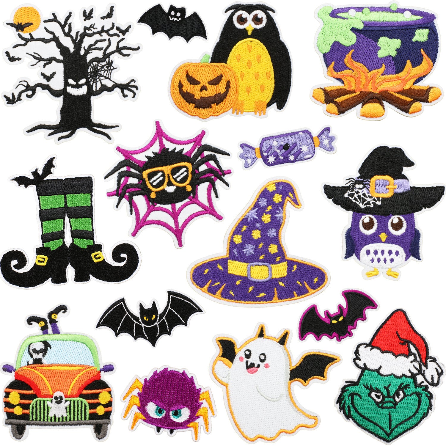Wholesale Glitter Embroidered  Patch Ghost Skull Witch Cartoon DIY Fashion Accessory For Clothing Party Resale