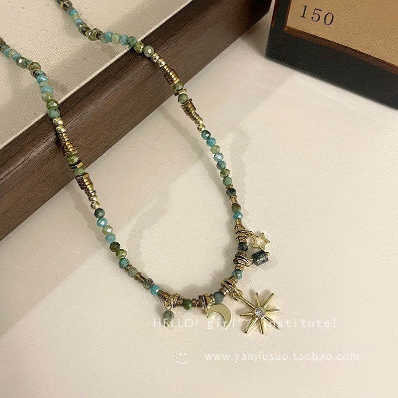 Wholesale Spring and Summer Fresh Light Blue Niche Beaded Necklace