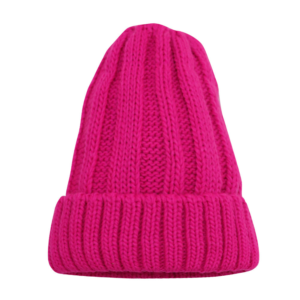 Wholesale Acrylic Solid Color Warm Knitted Hat