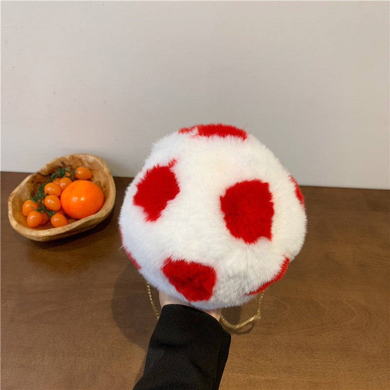 Wholesale Plush Football Bag Plush Chain Single Shoulder Diagonal Straddle Bag