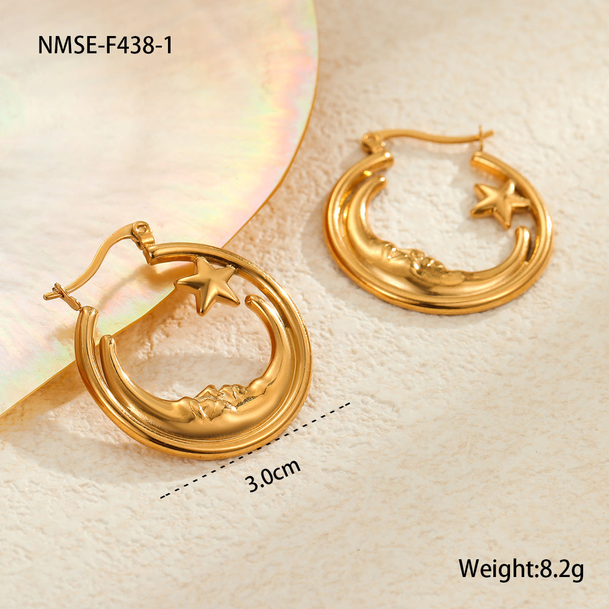Wholesale retro star ring hollow earrings stainless steel earrings