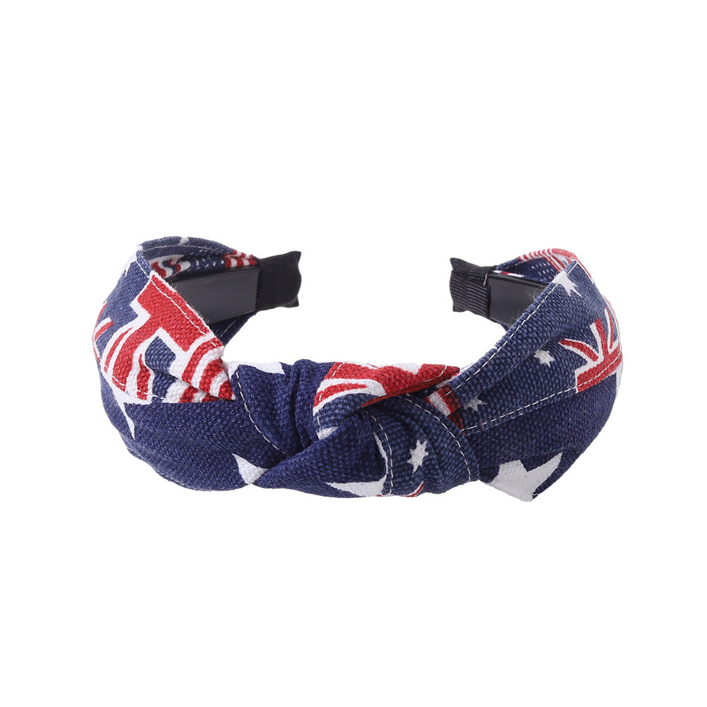 Wholesale Denim Printed Knotted Fabric Hair Bands