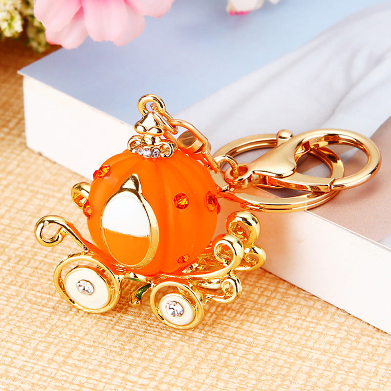 Wholesale Metal Keychain Rhinestone Princess Carriage Car Key Accessory Gift For Women
