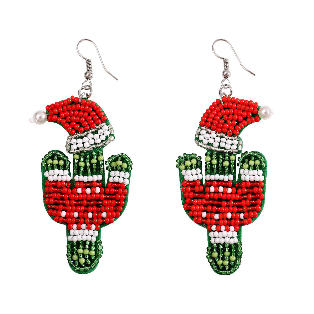 Wholesale Christmas Tree Boots Handmade Fabric Rice Bead Earrings