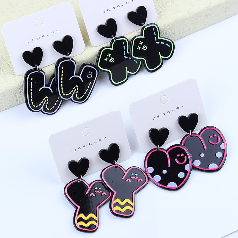 Wholesale Letter Smiling Face Acrylic Printed Earrings