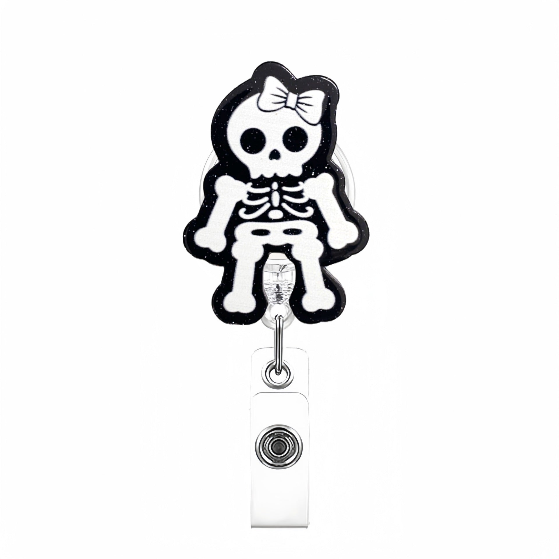 Wholesale Blackened Skeleton Medical Easy Pull Buckle  Badge Reels
