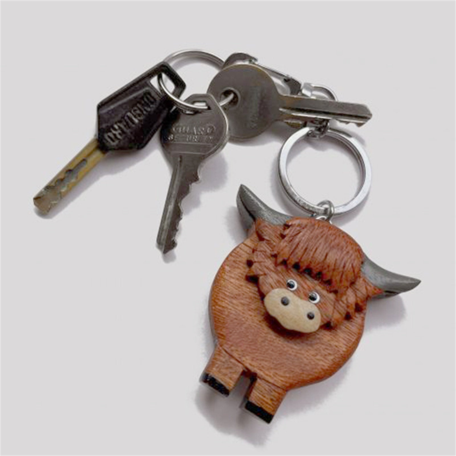Wholesale Wooden Highland Cattle Keychain