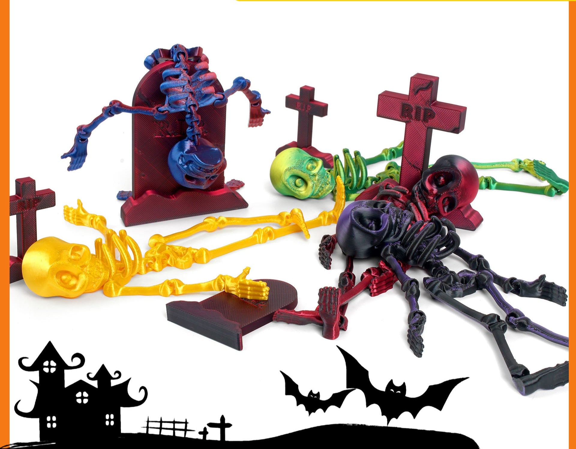 Wholesale 3d printing luminous joint movable skull little toy dancing ornaments