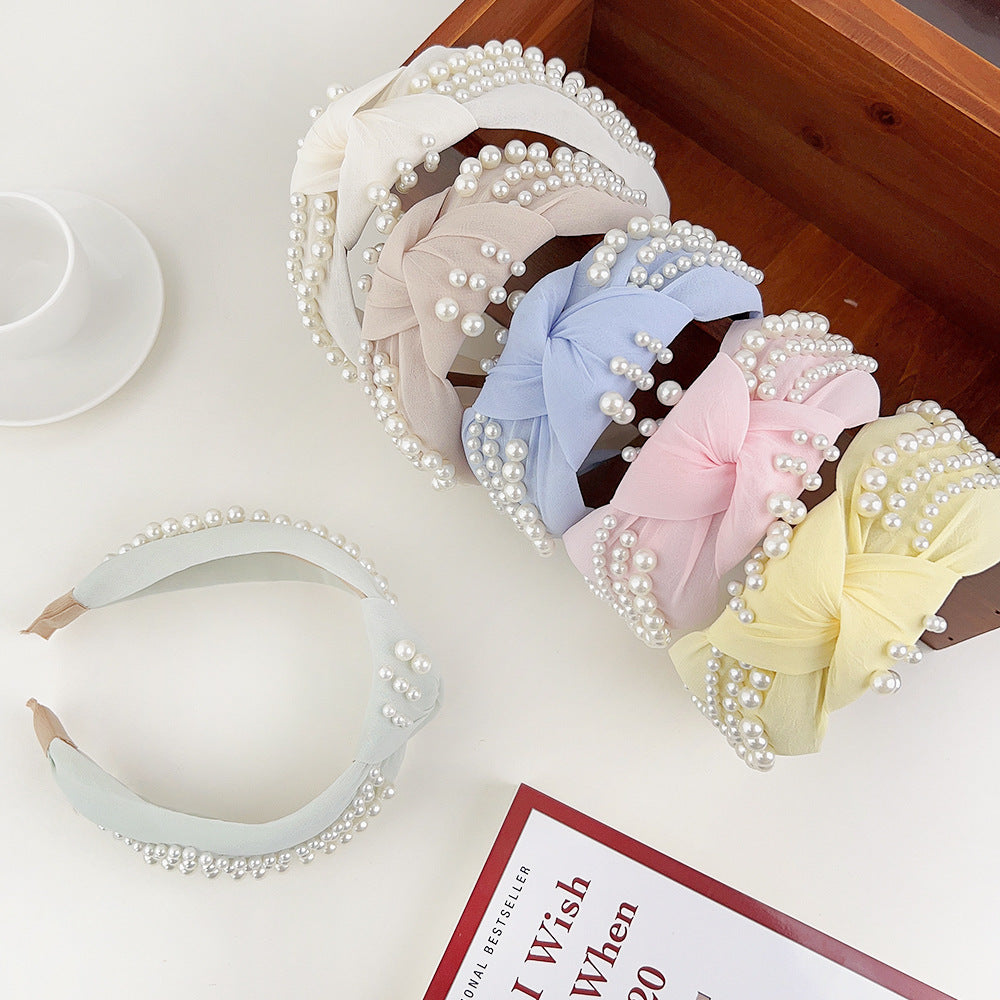 Diadema de perla de tela al por mayor de tela