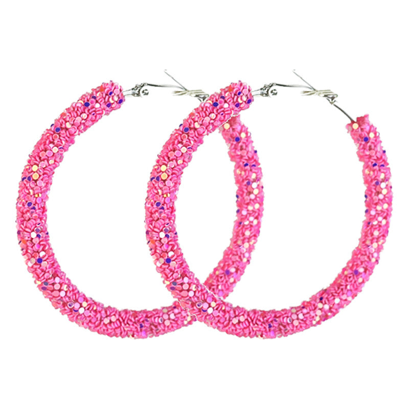 Wholesale 2 Pairs/pack Pink Macaron Color Matching, Glitter, Festive Atmosphere, Candy Color, Large Earrings