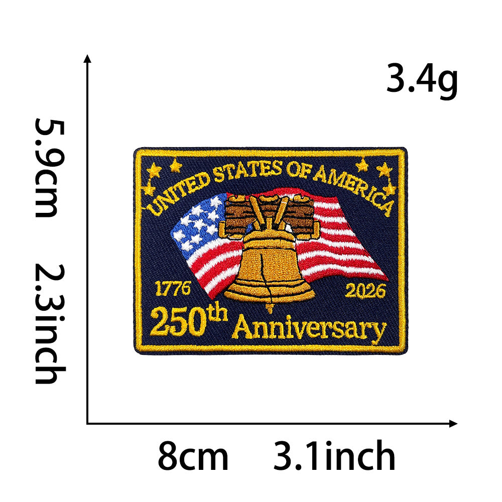 Wholesale 250Th Anniversary Bald Eagle Liberty Bell American Flag Iron On Embroidered Patch For Coats